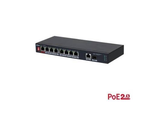 Switch 10 porturi 100 mbps poe fara management dahua - pfs3110-8et1gt1gf-96