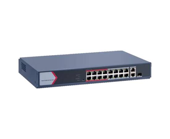 Switch 16 porturi poe 100mbps, 1 port gigabit combo, 1 gigabit rj45, smart management - hikvision ds-3e1318p-ei-m