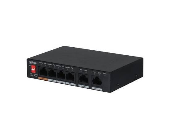 Switch dahua pfs3006-4et-60-v2 poe 4+2 porturi, 250m, 30w, 60w