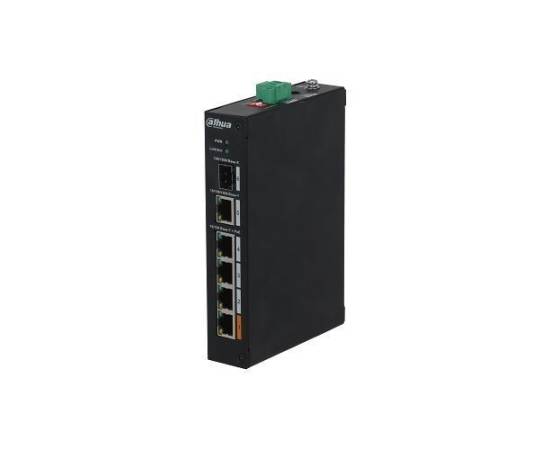 Switch dahua pfs3106-4et-60-v2, poe industrial 4 porturi, 1x gigabit, 1x sfp, 60w