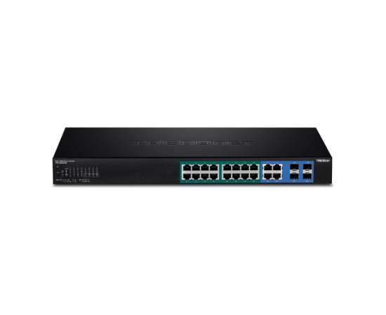 Switch web smart, 16 x gigabit poe+, 4 x gigabit/sfp, putere 370w - trendnet tpe-1620wsf, 2 image