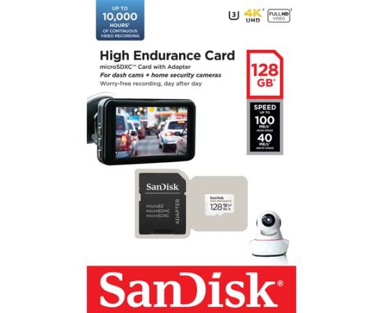 Card microsd 128gb'seria high endurance - sandisk sdsqqnr-128g-gn6ia, 2 image