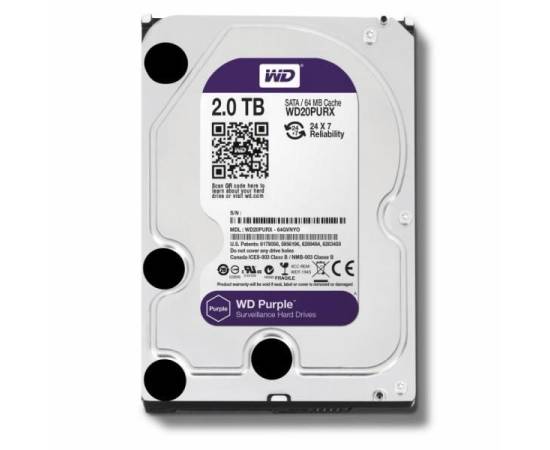 Hdd western digital surveillance purple intern 2tb wd20purx, 3 image