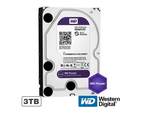 Hdd western digital surveillance purple intern 3tb wd30purx