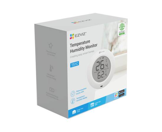 Senzor de temperatura si umiditate smart home ezviz, afisaj 1.8 inch, comunicare wireless zigbee cs-t51c, 2 image