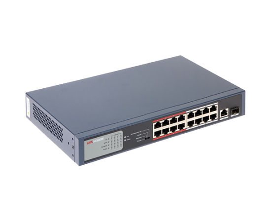 Switch 16 porturi poe, 2 porturi uplink - hikvision