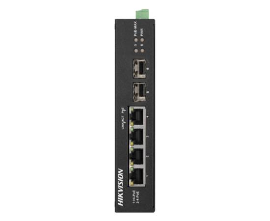 Switch 4 porturi gigabit poe'2 porturi uplink sfp - hikvision ds-3t0506hp-e-hs