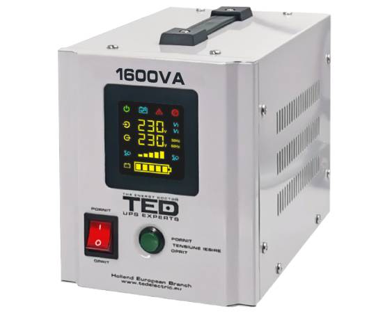 Ups 1600va/1050w runtime extins utilizeaza doi acumulatori (neinclusi) ted ups expert ted000330