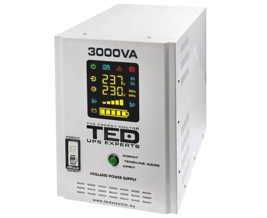 Ups 3000va/2100w runtime extins utilizeaza doi acumulatori (neinclusi) ted ups expert ted001672