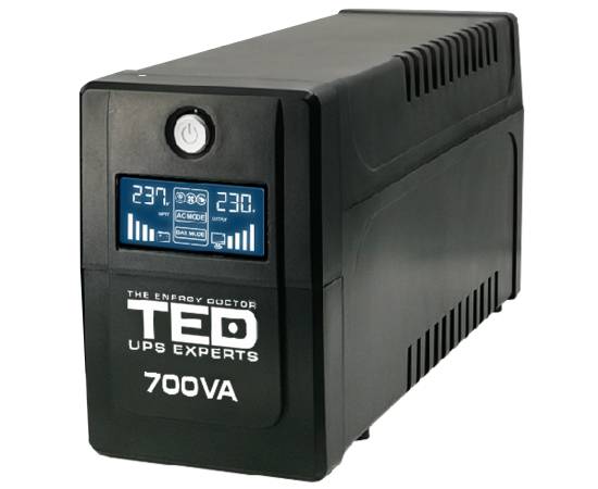 Ups 700va / 400w lcd display line interactive cu stabilizator 2 iesiri schuko ted ups expert ted001559