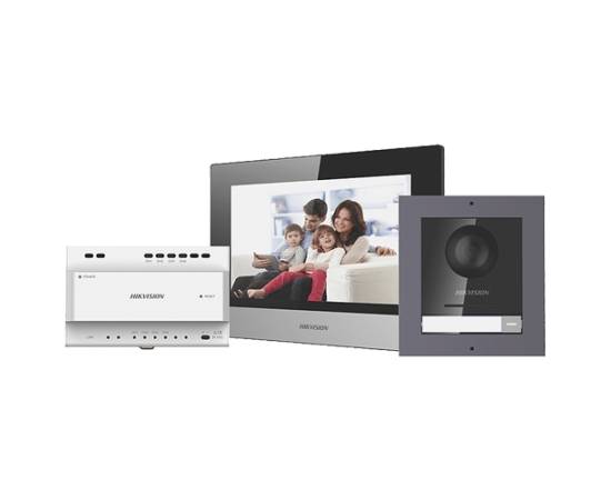 Kit videointerfon ip 7inch'conectare 2 fire - hikvision ds-kis702