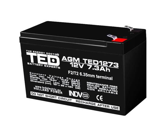 Acumulator agm vrla 12v 7,3a dimensiuni 151mm x 65mm x h 95mm f2 ted battery expert holland ted003249 (5)