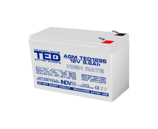 Acumulator agm vrla 12v 9,6a high rate 151mm x 65mm x h 95mm f2 ted battery expert holland ted003324 (5)