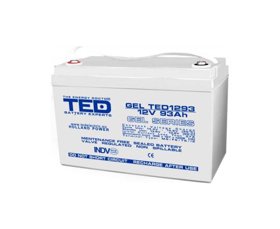 Acumulator agm vrla 12v 93a gel deep cycle 306mm x 167mm x h 212mm f12 m8 ted battery expert holland ted003485 (1)