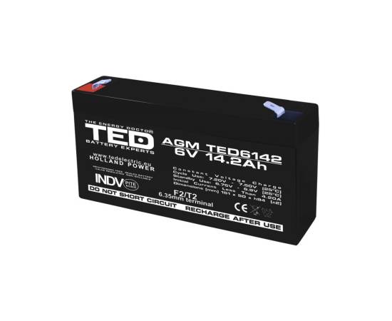 Acumulator agm vrla 6v 14,2a dimensiuni 151mm x 50mm x h 95mm f2 ted battery expert holland ted003034 (10)