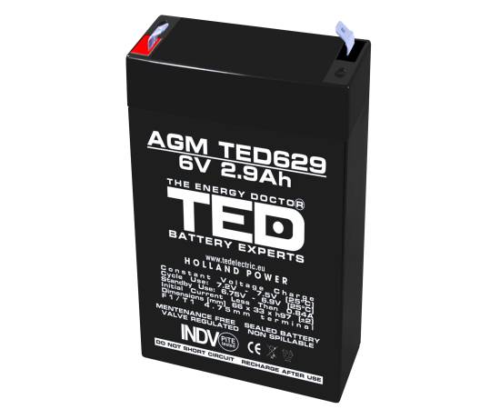 Acumulator agm vrla 6v 2,9a dimensiuni 65mm x 33mm x h 99mm f1 ted battery expert holland ted002877 (20)