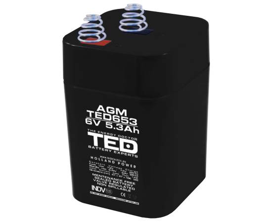 Acumulator agm vrla 6v 5,3a dimensiuni 67mm x 67mm x h 97mm cu arcuri tip 4r25 ted battery expert holland ted002952 (10)