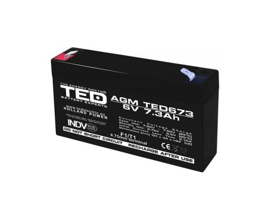 Acumulator agm vrla 6v 7,3a dimensiuni 151mm x 35mm x h 95mm f1 ted battery expert holland ted002976 (10)