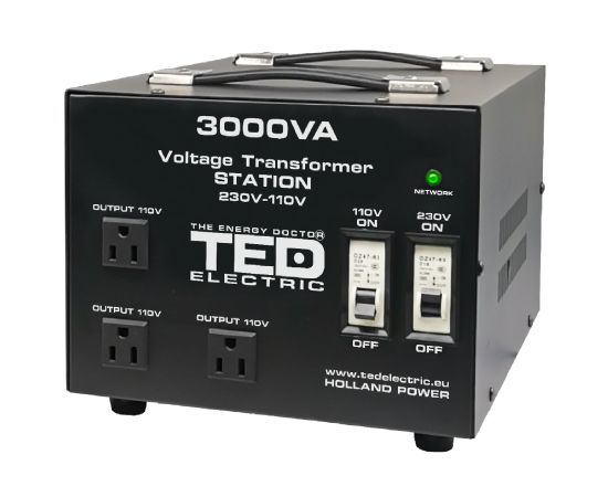 Transformator 230-220v la 110-115v 3000va/2400w cu carcasa ted000248