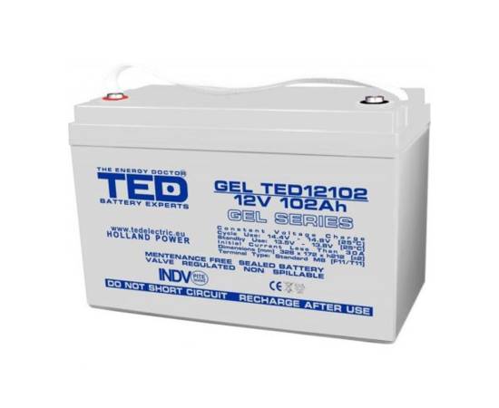 Acumulator agm vrla 12v 102a gel deep cycle 328mm x 172mm x h 214mm f12 m8 ted battery expert holland ted003492 (1)