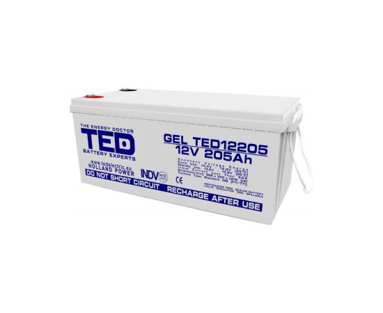 Acumulator agm vrla 12v 205a gel deep cycle 525mm x 243mm x h 220mm m8 ted battery expert holland ted003522 (1)