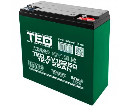 Acumulator agm vrla 12v 25a deep cycle 181mm x 76mm x h 167mm pentru vehicule electrice m5 ted battery expert holland ted003782 (2)