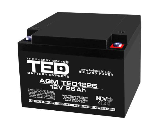 Acumulator agm vrla 12v 26a dimensiuni 165mm x 175mm x h 126mm m5 ted battery expert holland ted003638 (1)