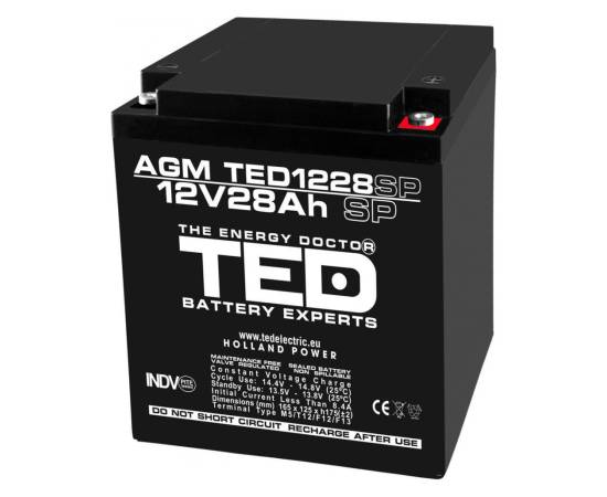 Acumulator agm vrla 12v 28a dimensiuni speciale 165mm x 125mm x h 175mm m6 ted battery expert holland ted003430 (1)