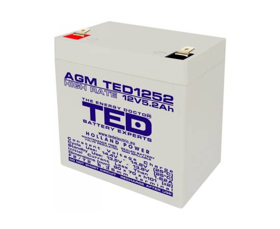 Acumulator agm vrla 12v 5,2a high rate 90mm x 70mm x h 98mm f2 ted battery expert holland ted003287 (10)