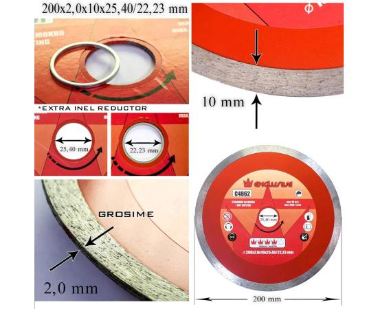 Disc diamantat, placi ceramice, taiere umeda, 200 mm/25.4 mm, richmann exclusive, 3 image