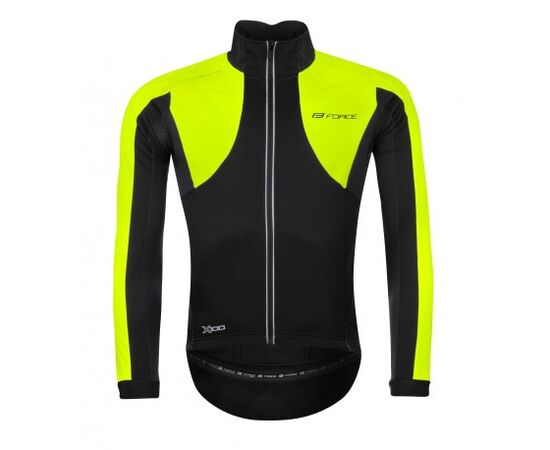 Jachetă ciclism FORCE X100 Winter negru/fluorescent mărime L