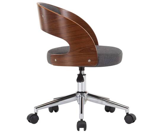 Scaun de birou pivotant, gri, lemn curbat și material textil, 4 image
