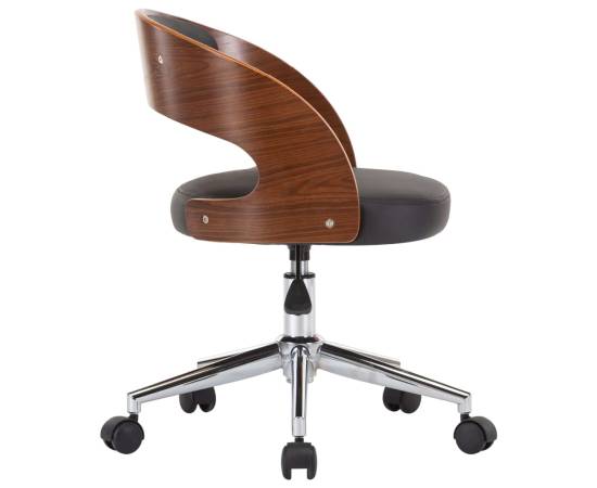 Scaun de birou pivotant, negru, lemn curbat și piele ecologică, 4 image