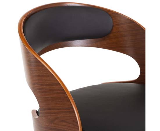 Scaun de birou pivotant, negru, lemn curbat și piele ecologică, 7 image