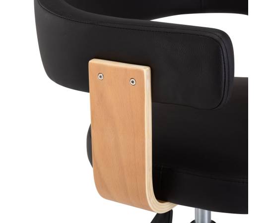 Scaun de birou pivotant, negru, lemn curbat și piele ecologică, 6 image