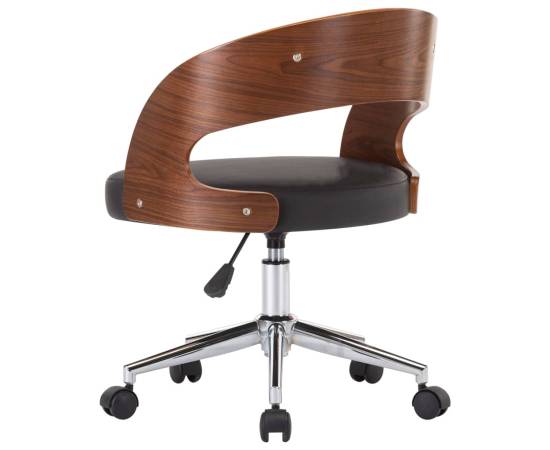 Scaun de birou pivotant, negru, lemn curbat și piele ecologică, 5 image