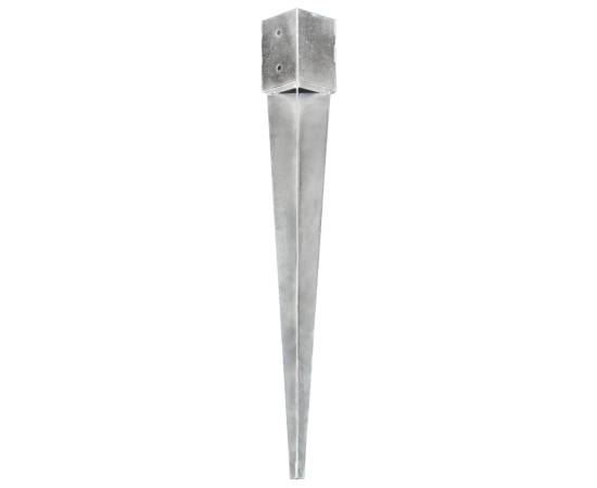 Țăruși de sol, 2 buc., argintiu, 10x10x91 cm, oțel galvanizat, 2 image