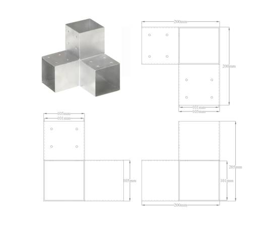 Conector de grindă, formă y, 101 x 101 mm, metal galvanizat, 6 image