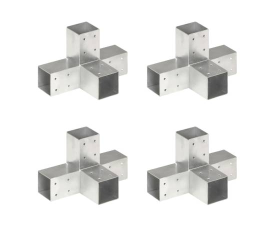 Conectori de grindă, formă x, 4 buc, 71x71 mm, metal galvanizat