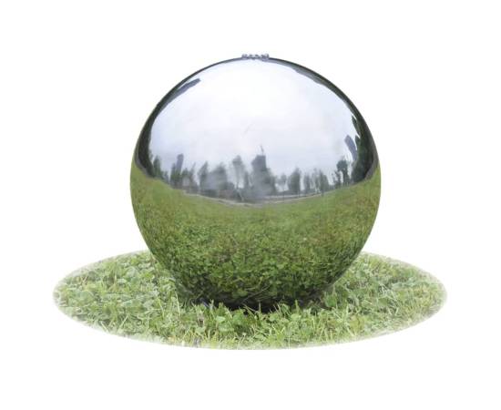 Fântână sferică de grădină cu led-uri, 40 cm, oțel inoxidabil