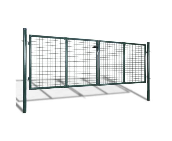 Poartă de gard din oțel, verde, 306 x 175 cm, 2 image