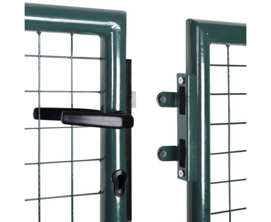 Poartă de gard din oțel, verde, 306 x 175 cm, 6 image