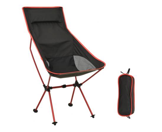 Scaun de camping pliabil, negru, pvc și aluminiu