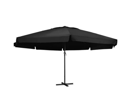 Umbrelă de soare exterior cu stâlp aluminiu, negru, 600 cm