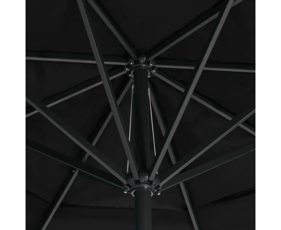 Umbrelă de soare exterior cu stâlp aluminiu, negru, 600 cm, 5 image