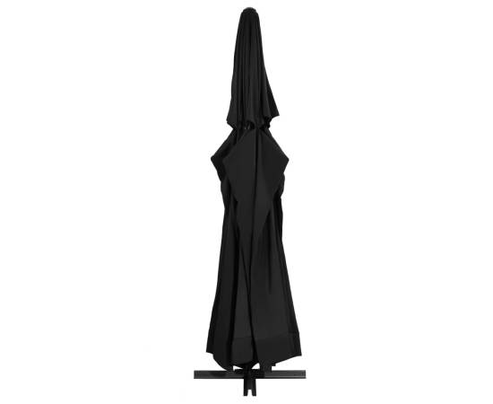 Umbrelă de soare exterior cu stâlp aluminiu, negru, 600 cm, 3 image