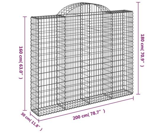 Coș gabion arcuit 200x30x160/180 cm fier galvanizat, 5 image