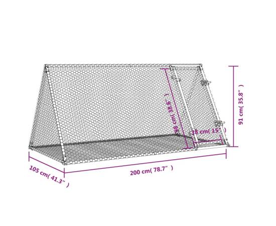 Cușcă pentru iepuri, argintiu, 200x105x91 cm, oțel galvanizat, 10 image