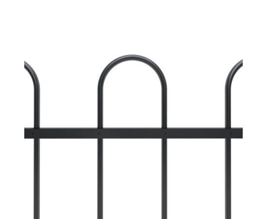 Gard de grădină cu vârf curbat, negru, 6,8 m, oțel, 3 image
