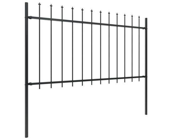 Gard de grădină cu vârf suliță, negru, 3,4 m, oțel, 2 image